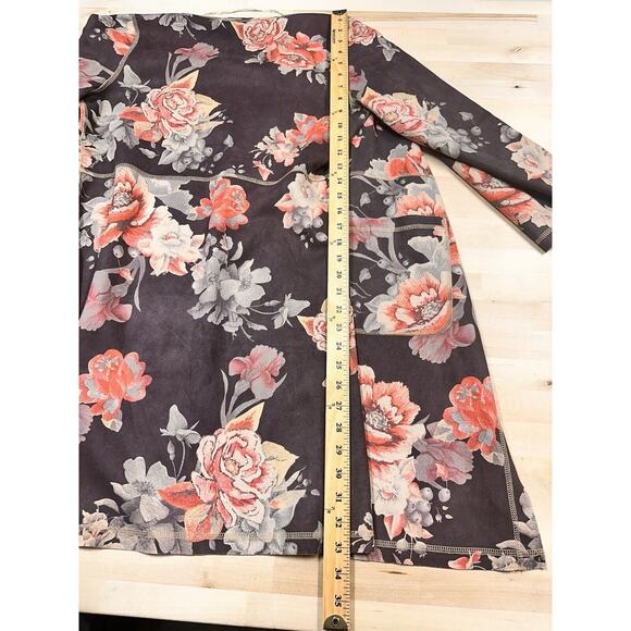 Anthropologie Monarc Open Front Floral Suede Cardigan Kimono Art to Wear - Picture 7 of 9